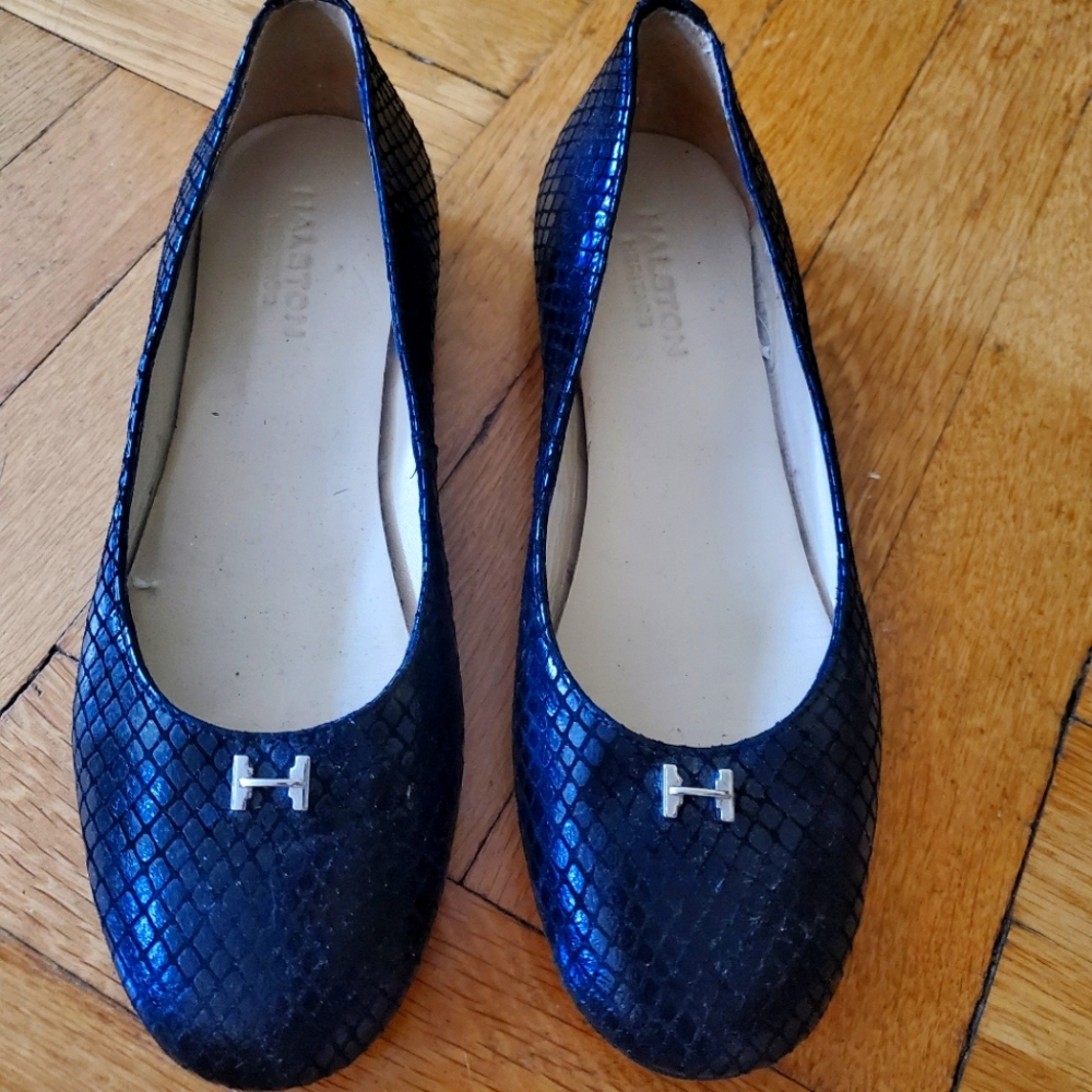 Italian Halston Heritage black faux snakeskin flats 8